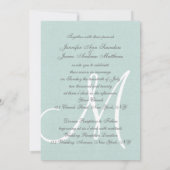 Elegant Mint Green Wedding Initiaal Kaart (Achterkant)