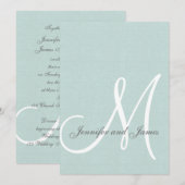Elegant Mint Green Wedding Initiaal Kaart (Voorkant / Achterkant)