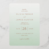 Elegant Mint Green Wedding Invitations Folie Uitnodiging (Voorkant)