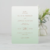 Elegant Mint Green Wedding Invitations Folie Uitnodiging (Staand Voorkant)