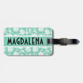 Elegant Mint-Green & White Floral Damaskers Bagagelabel (Achterkant horizontaal)