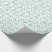 Elegant Mint-Green & White Floral Damaskers Cadeaupapier (Hoek)