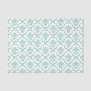 Elegant Mint-Green & White Floral Damaskers Tissuepapier