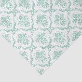 Elegant Mint-Green & White Floral Damaskers Tissuepapier (Detail)