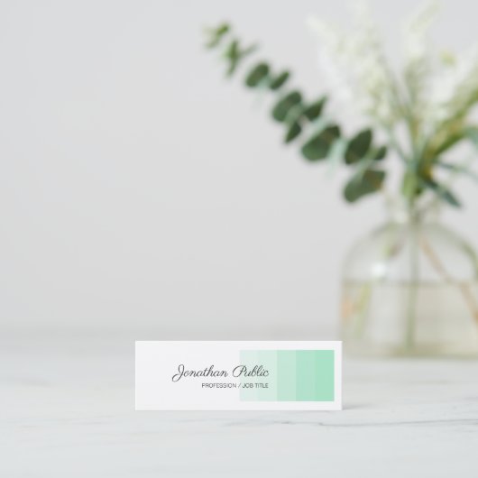 Elegant Mint Green White Handwriting Script Modern Mini Visitekaartje (Staand voorkant)