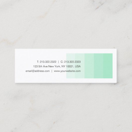 Elegant Mint Green White Handwriting Script Modern Mini Visitekaartje (Achterkant)