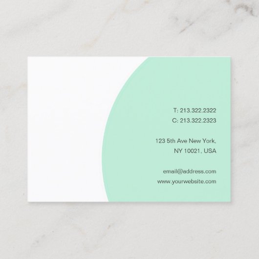 Elegant Mint Green White Modern Handschrift Script Visitekaartje (Achterkant)