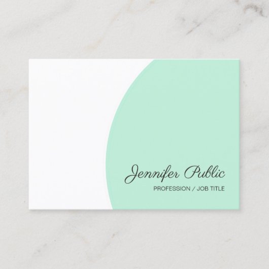Elegant Mint Green White Modern Handschrift Script Visitekaartje (Voorkant)