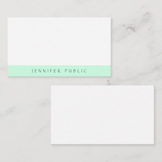 Elegant Mint Green White Modern Simple Sjabloon (Voorkant / Achterkant)