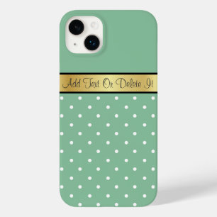 Elegant Mint Green & White Polka Dots Gold Ribbon Case-Mate iPhone 14 Plus Hoesje