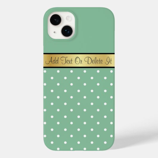 Elegant Mint Green & White Polka Dots Gold Ribbon Case-Mate iPhone Case (Achterkant)