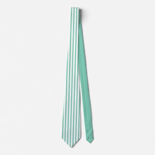 Elegant Mint-Green & White Stripes Pattern Stropdas (Voorkant)