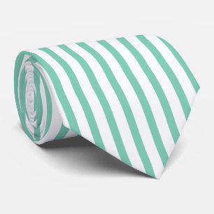 Elegant Mint-Green & White Stripes Pattern Stropdas
