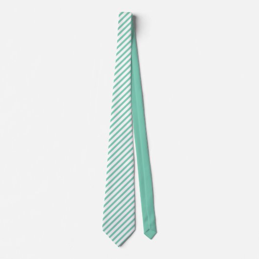 Elegant Mint-Green & White Stripes Pattern Stropdas (Voorkant)