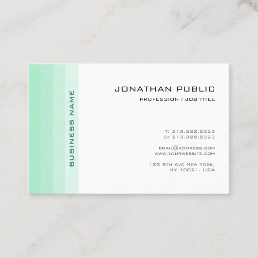Elegant Mint Green White Trendy Modern Simple Visitekaartje (Voorkant)