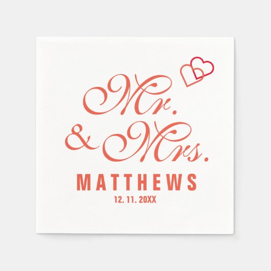 Elegant Mint Grey Mr. en Mrs Wedding Monogram Napk Servet (Voorkant)