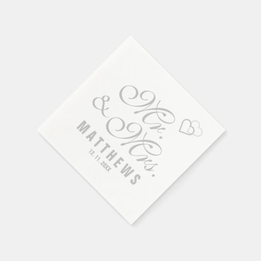 Elegant Mint Grey Mr. en Mrs Wedding Monogram Napk Servet (Hoek)