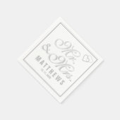 Elegant Mint grijy Mr. en Mrs Wedding Monogram Servet (Hoek)