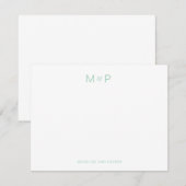 Elegant Mint Groen Hedendaags Koppel Monogram Notitiekaartje (Voorkant / Achterkant)
