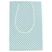 Elegant Mint Groen Licht Aqua Blauwgroen Streeppat Medium Cadeauzakje (Voorkant)