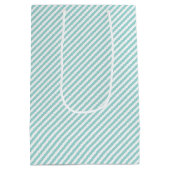 Elegant Mint Groen Licht Aqua Blauwgroen Streeppat Medium Cadeauzakje (Achterkant)