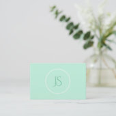 Elegant Mint Groen Modern Monogram Eenvoudig Visitekaartje (Staand voorkant)