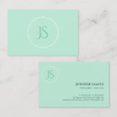 Elegant Mint Groen Modern Monogram Eenvoudig Visitekaartje (Voorkant / Achterkant)