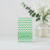 Elegant Mint-Groen & Wit Retro Chevron Patroon Visitekaartje (Staand voorkant)