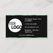 Elegant Mint Groen Zwart Drie Foto's met Logo Visitekaartje (Achterkant)