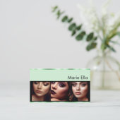 Elegant Mint Groen Zwart Drie Foto's met Logo Visitekaartje (Staand voorkant)
