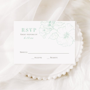 Elegant Mint Hibiscus Flowers Wedding RSVP Kaartje