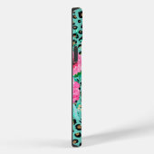 Elegant Mint Leopard Print en Floral Design Case-Mate iPhone Case (Achterkant / Rechts)