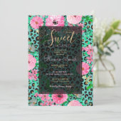 Elegant Mint Leopard Print en Floral Design Kaart (Staand voorkant)