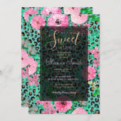Elegant Mint Leopard Print en Floral Design Kaart (Voorkant / Achterkant)