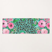 Elegant Mint Leopard Print en Floral Design Yogamat (Voorkant (horizontaal))