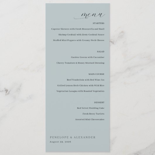 Elegant Mint Minimalist Menu (Voorkant)
