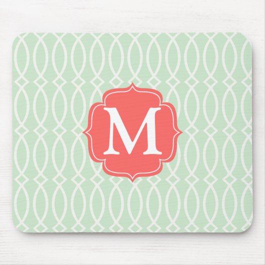Elegant Mint Modern Trellis Personalized Muismat (Voorkant)