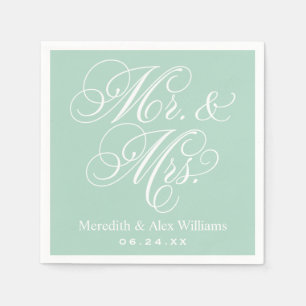Elegant Mint Mr en Mrs Script Custom Monogram Servetten