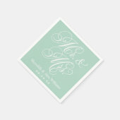 Elegant Mint Mr en Mrs Script Custom Monogram Servetten (Hoek)