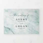 Elegant Mint Pastel Green Metallic Marmer Wedding Drieluik Uitnodiging (Cover)