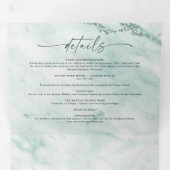 Elegant Mint Pastel Green Metallic Marmer Wedding Drieluik Uitnodiging (Binnenzijde eerst)