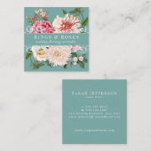 Elegant Mint  Pink Floral Botanicals Swirls Vierkante Visitekaartje (Voorkant / Achterkant)
