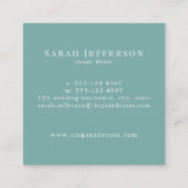 Elegant Mint  Pink Floral Botanicals Swirls Vierkante Visitekaartje (Achterkant)