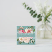 Elegant Mint  Pink Floral Botanicals Swirls Vierkante Visitekaartje (Staand voorkant)