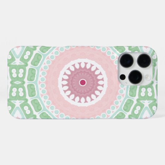 Elegant Mint Rose Mandala Design iPhone Hoesje (Achterkant horizontaal)