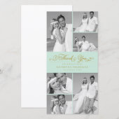 Elegant Mint Scalloped Band 6 Foto Chic Wedding Bedankkaart (Voorkant / Achterkant)