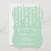 Elegant Mint Sparging Lights Quinceañera Kaart (Voorkant)