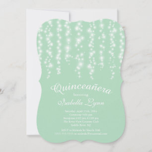 Elegant Mint Sparging Lights Quinceañera Kaart