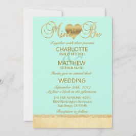 Elegant MINT VOOR Gold Modern Wedding Invitation Kaart