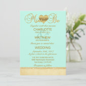 Elegant MINT VOOR Gold Modern Wedding Invitation Kaart (Staand voorkant)